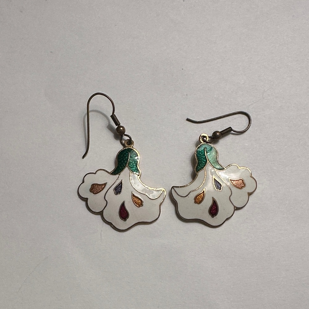 Vintage Floral Earrings art deco with Multicolor Accents